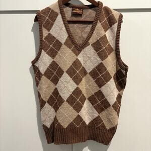 Vintage Dimension by Milford Sweater Vest Mens XL Argyle Wool Mohair USA 70s